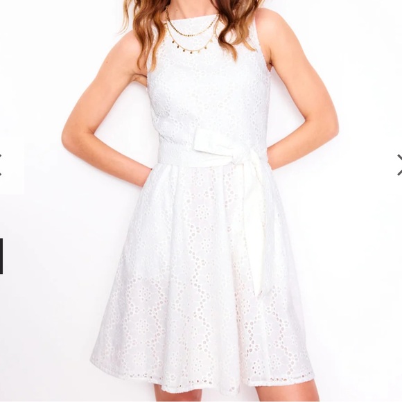 Boden Anya Sleeveless Broderie Dress White 6 - Picture 1 of 7